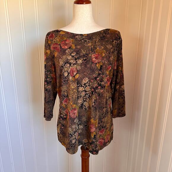 Vintage Y2K Fall Floral Top XL - Picture 2 of 5
